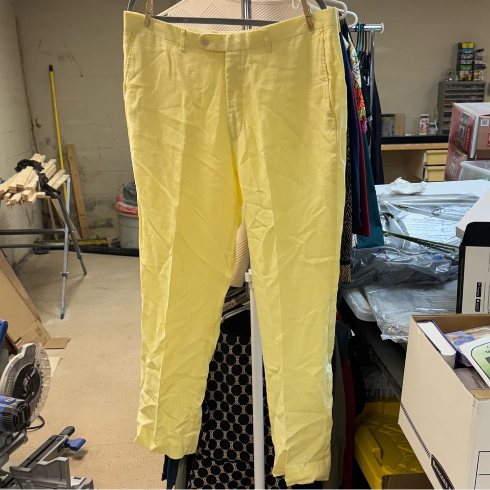 Men's Butter Yellow 100% Linen Pants 38x32